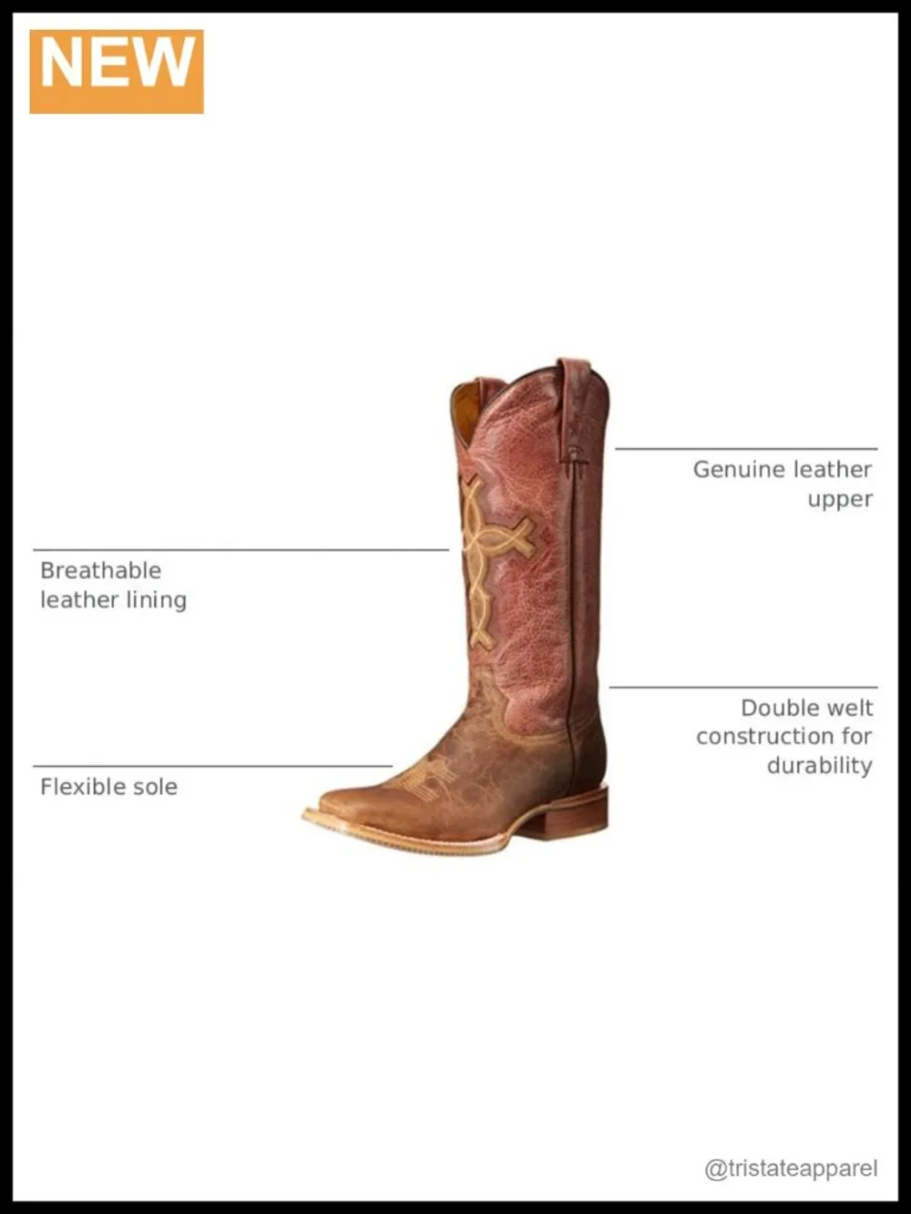 Mid-Calf Pull-On Work Boots with Stacked Heel Leather Square Toe